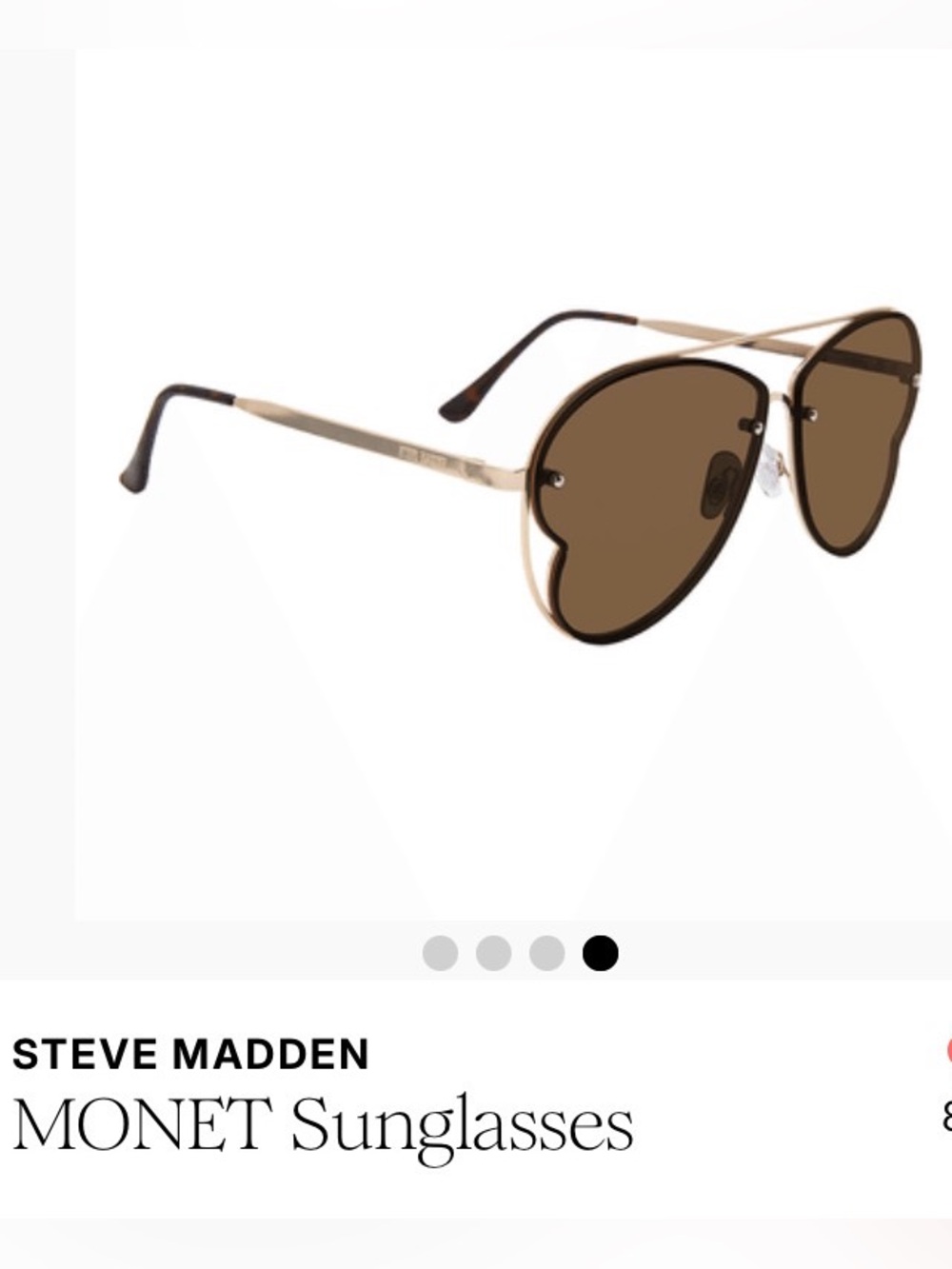 Steve Madden Heart-Shaped Sunglasses — NEW! Brown/Gold Frame Aviator Sunglasses - Picture 4 of 7